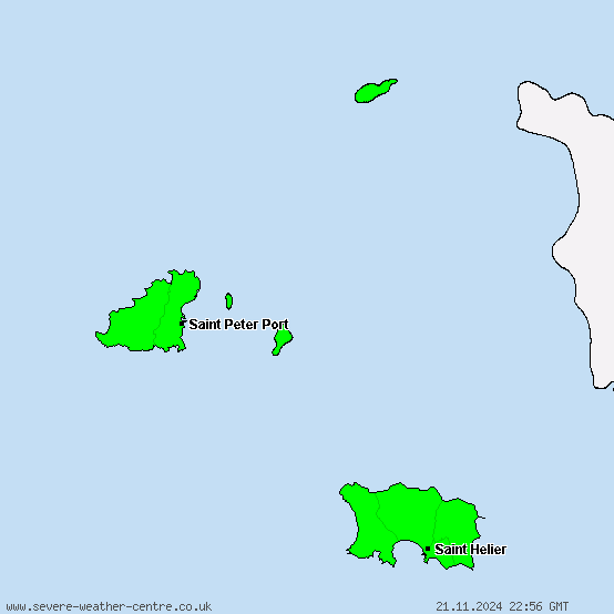 Channel Islands - Warnings for heavy rain