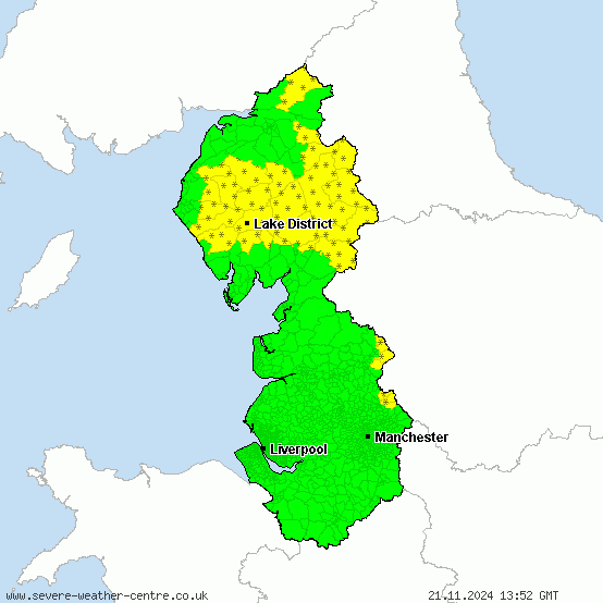 North West England - Warnings for heavy snow