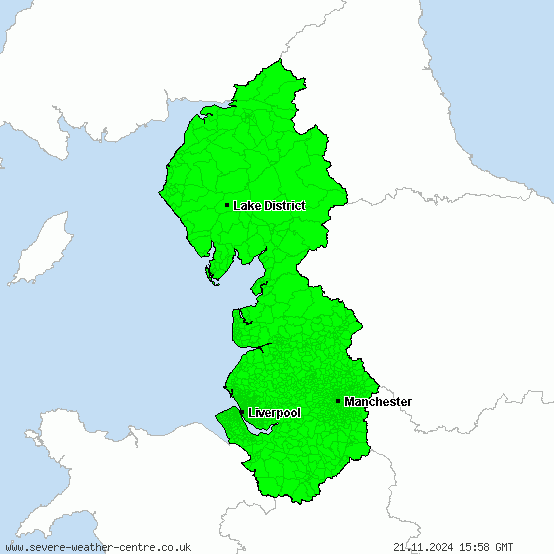 North West England - Warnings for thunderstorms