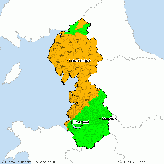 North West England - Warnings for gales and storms