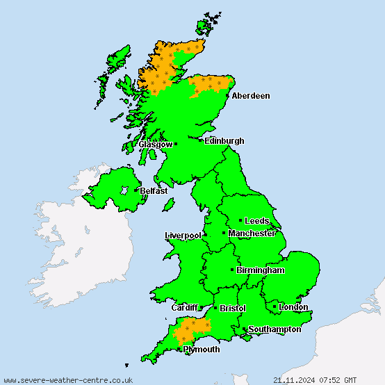 United Kingdom - Warnings for heavy snow