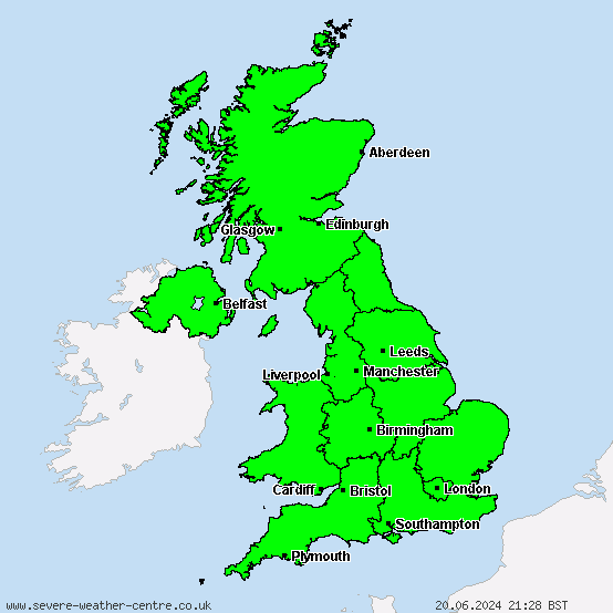 United Kingdom - Warnings for thunderstorms