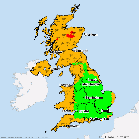 United Kingdom - Warnings for gales and storms