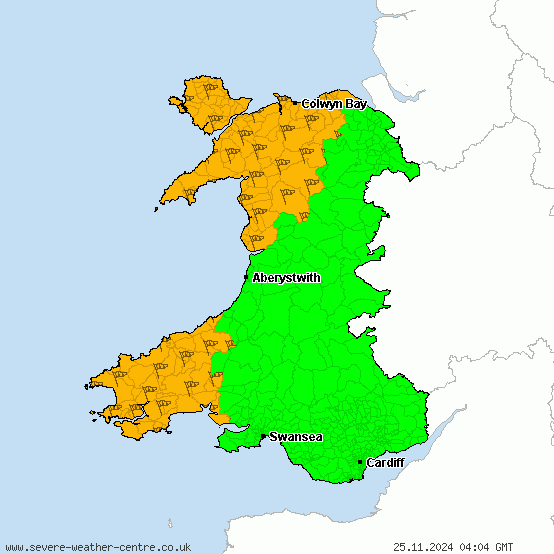 Wales - Warnungen vor Sturm/Orkan