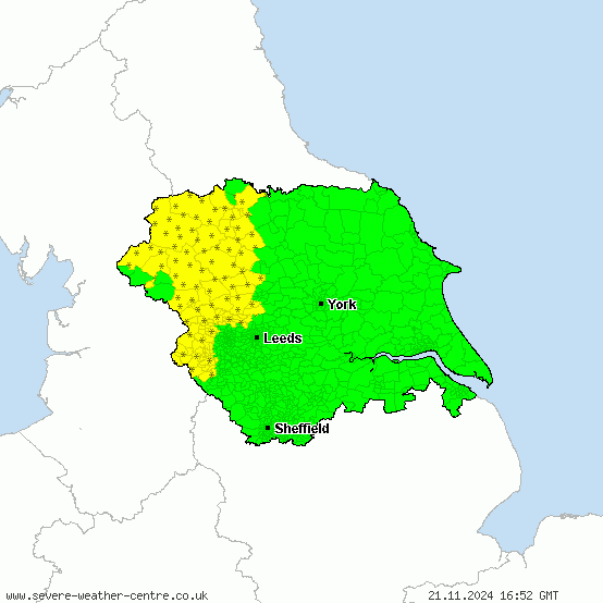 Yorkshire and the Humber - Warnings for heavy snow