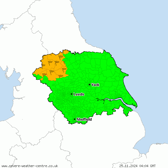 Yorkshire and the Humber - Warnungen vor Sturm/Orkan